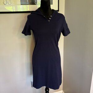 Lauren Ralph‎ Lauren short sleeve hooded cotton midi dress navy small petite